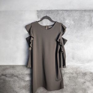 224-Black Imperial Ruffle Sleeve‎ Dress